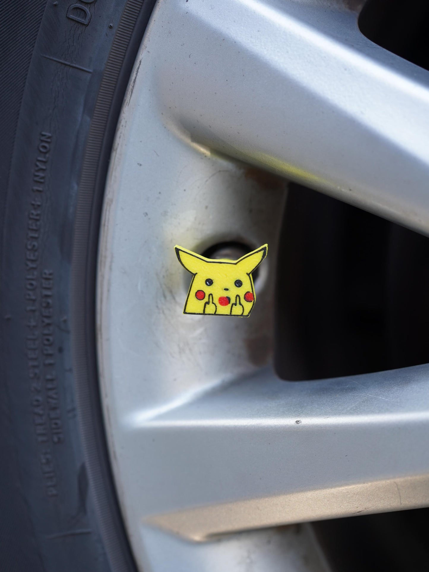 Pikachu Pocket Monster Fingers up Tire Valve Cap - Set of 4