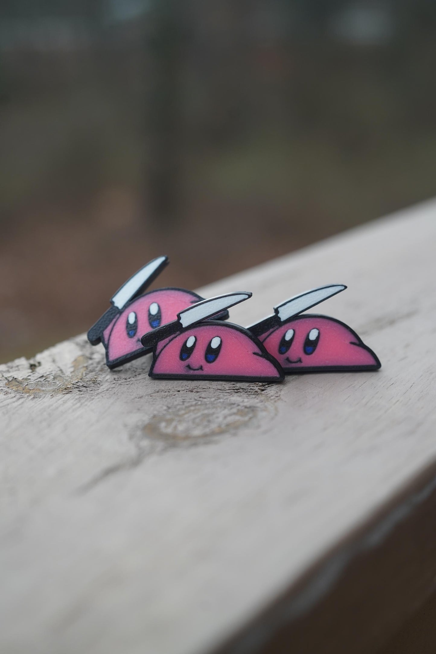Kirby with Knife Tire Valve Caps - Cartoon Car Accessory (Set of 4)