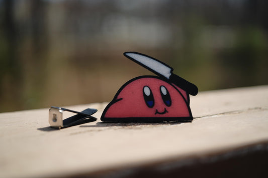 Kirby with Knife Car Vent Clip: Playful Auto Decor