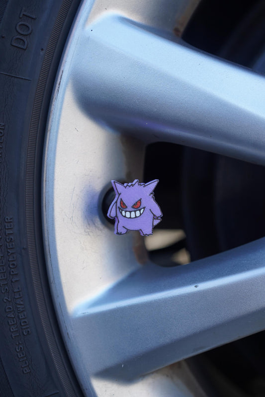 Gengar Tire Valve Caps - Anime Car Accessory - Set of 4