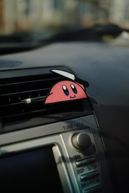 Kirby with Knife Car Vent Clip: Playful Auto Decor