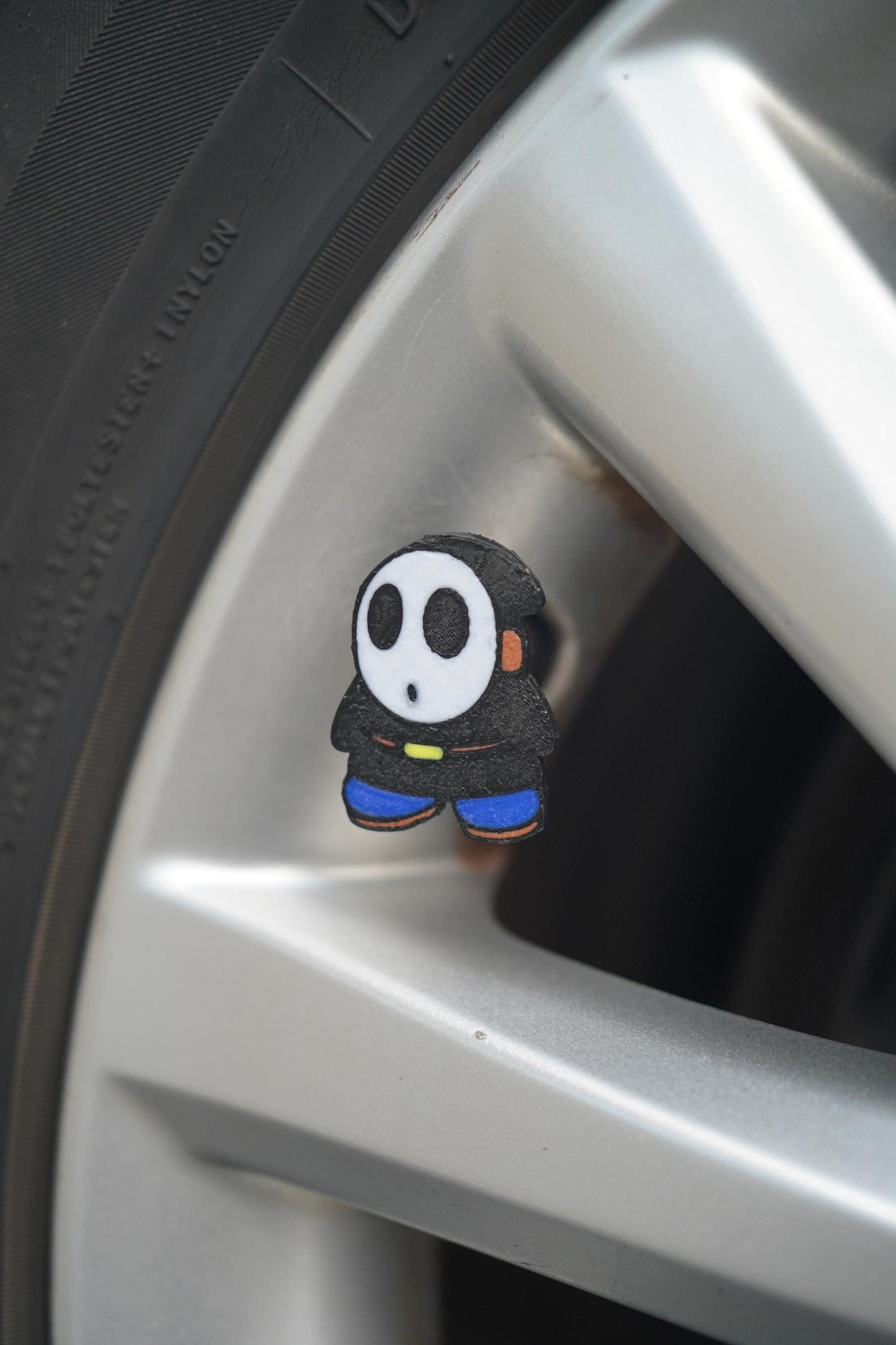 Shy Guy Tire Valve Caps: Cartoon Car Accessory - Set of 4