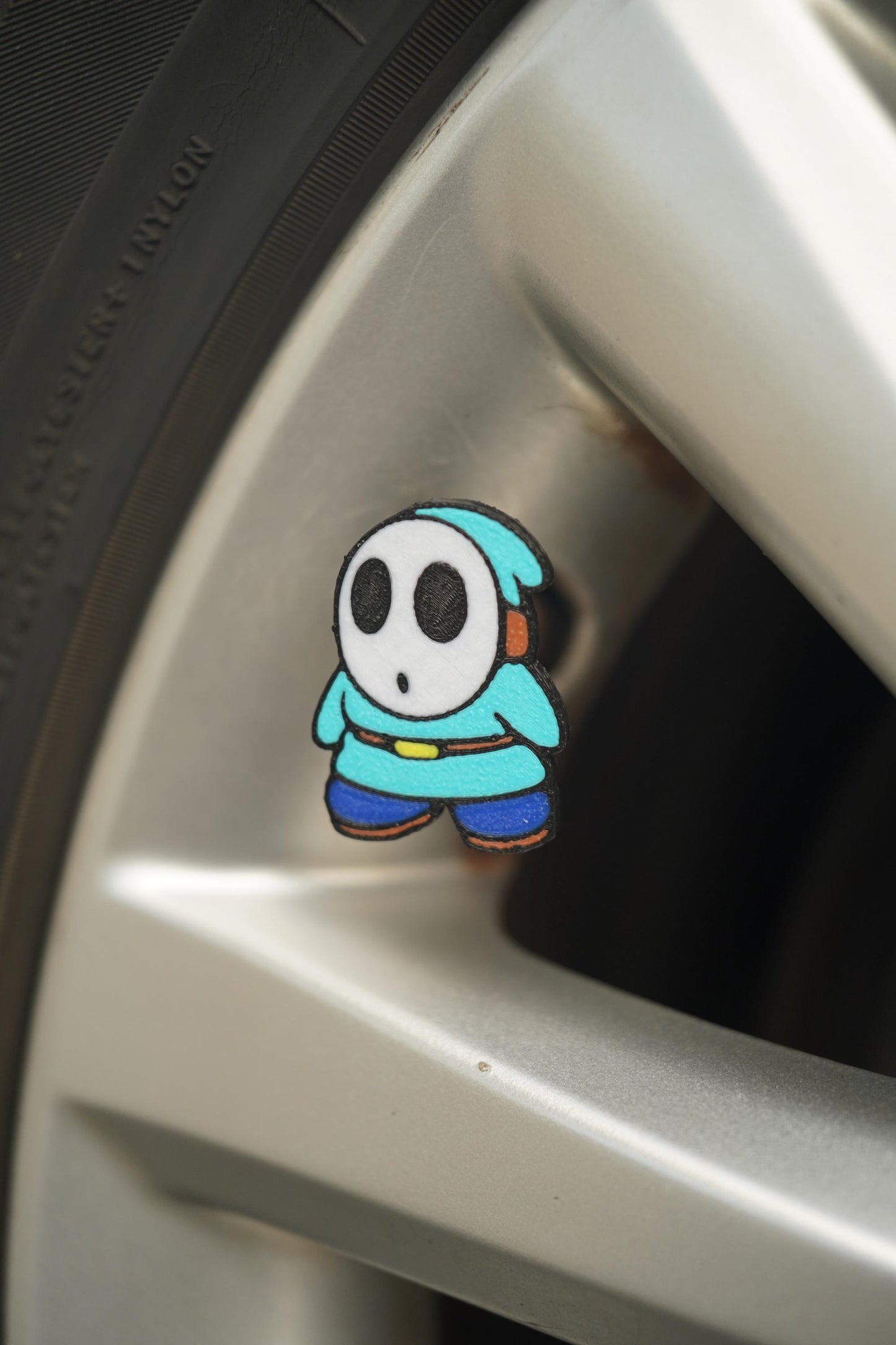 Shy Guy Tire Valve Caps: Cartoon Car Accessory - Set of 4