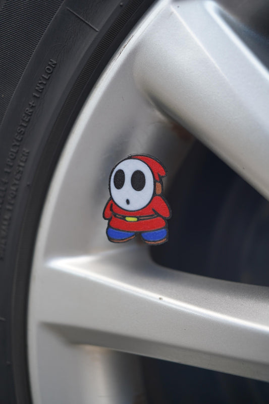 Shy Guy Tire Valve Caps: Cartoon Car Accessory - Set of 4