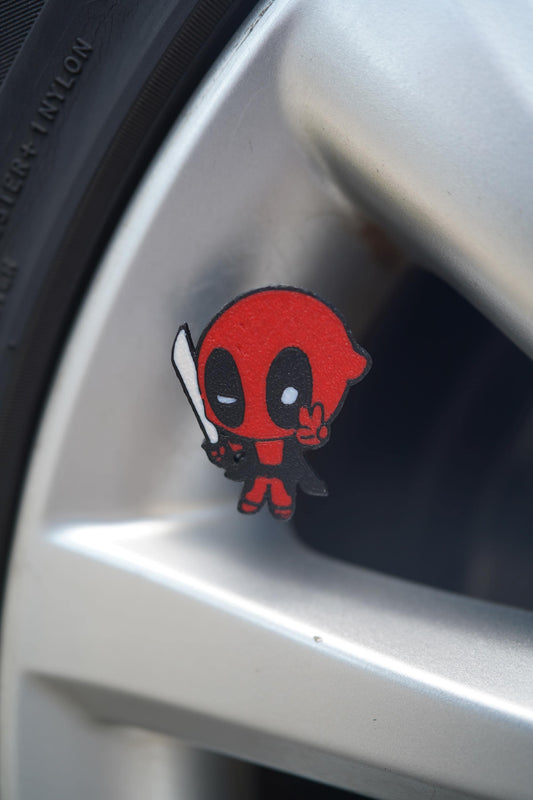 Deadpool Tire Valve Caps: Edgy Superhero Flair - Set of 4