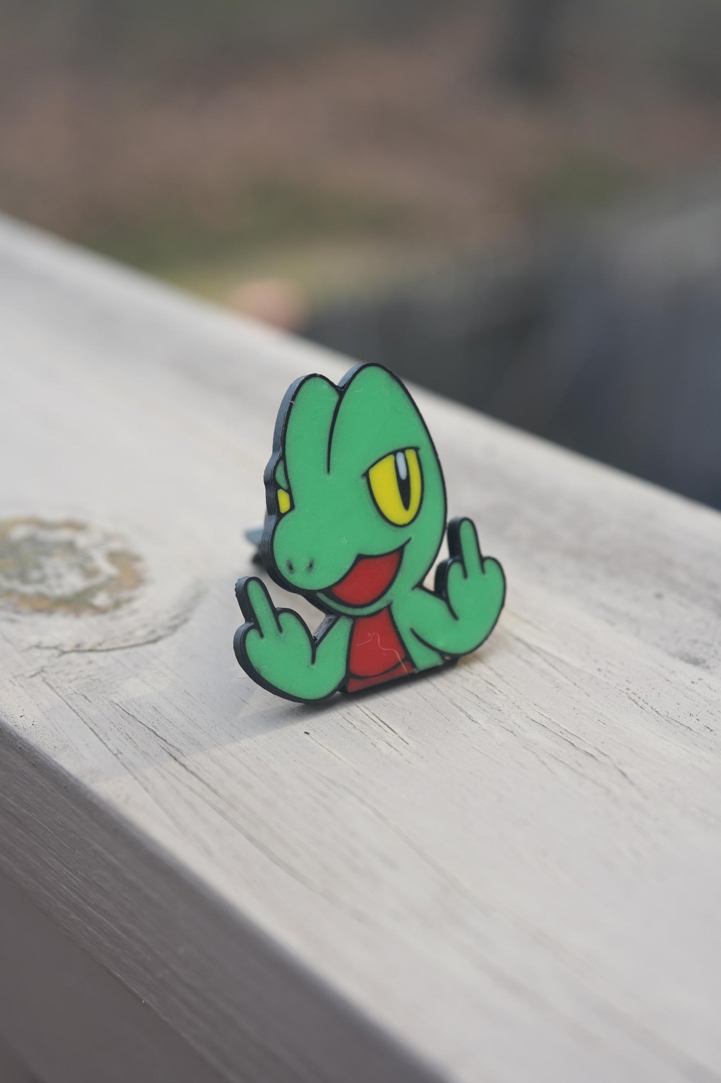 Treecko Pocket Monster “Fingers Up” Car Vent Clip – Cute Anime Dashboard Accessory – Air Vent Charm for Cars, Trucks & SUVs – Gift for Fans