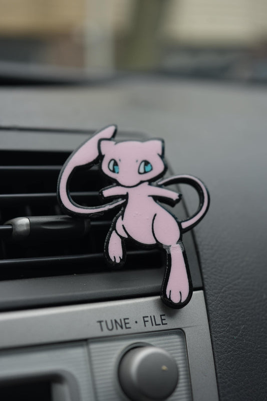 Mew Car Vent Clip | 3D Printed Pokémon Fan Art | Cute Air Freshener Holder | Gamer Car Accessory | Anime Gift
